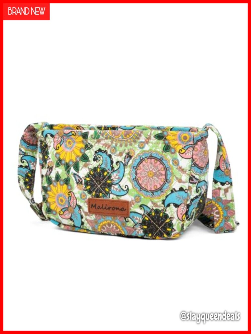 Small Floral Canvas Crossbody Bag Messenger Multi Pocket Travel Satchel Purse